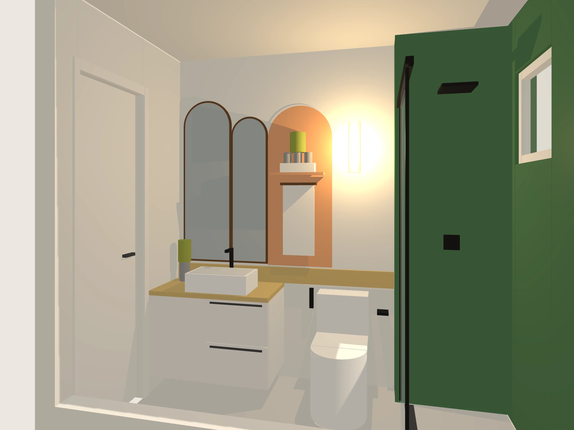 Perspective of the bathroom's 3D model