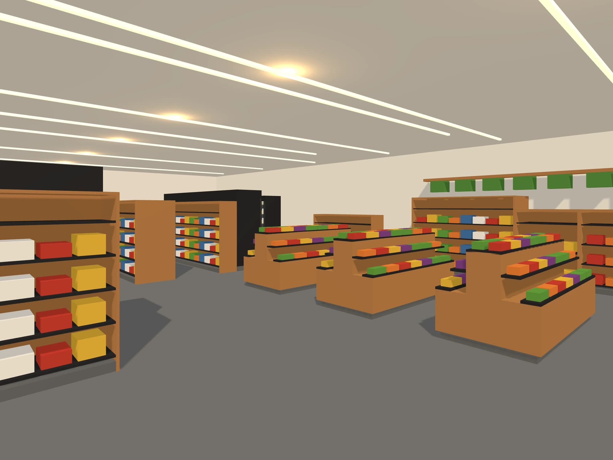 Perspective of the produce area's 3D model