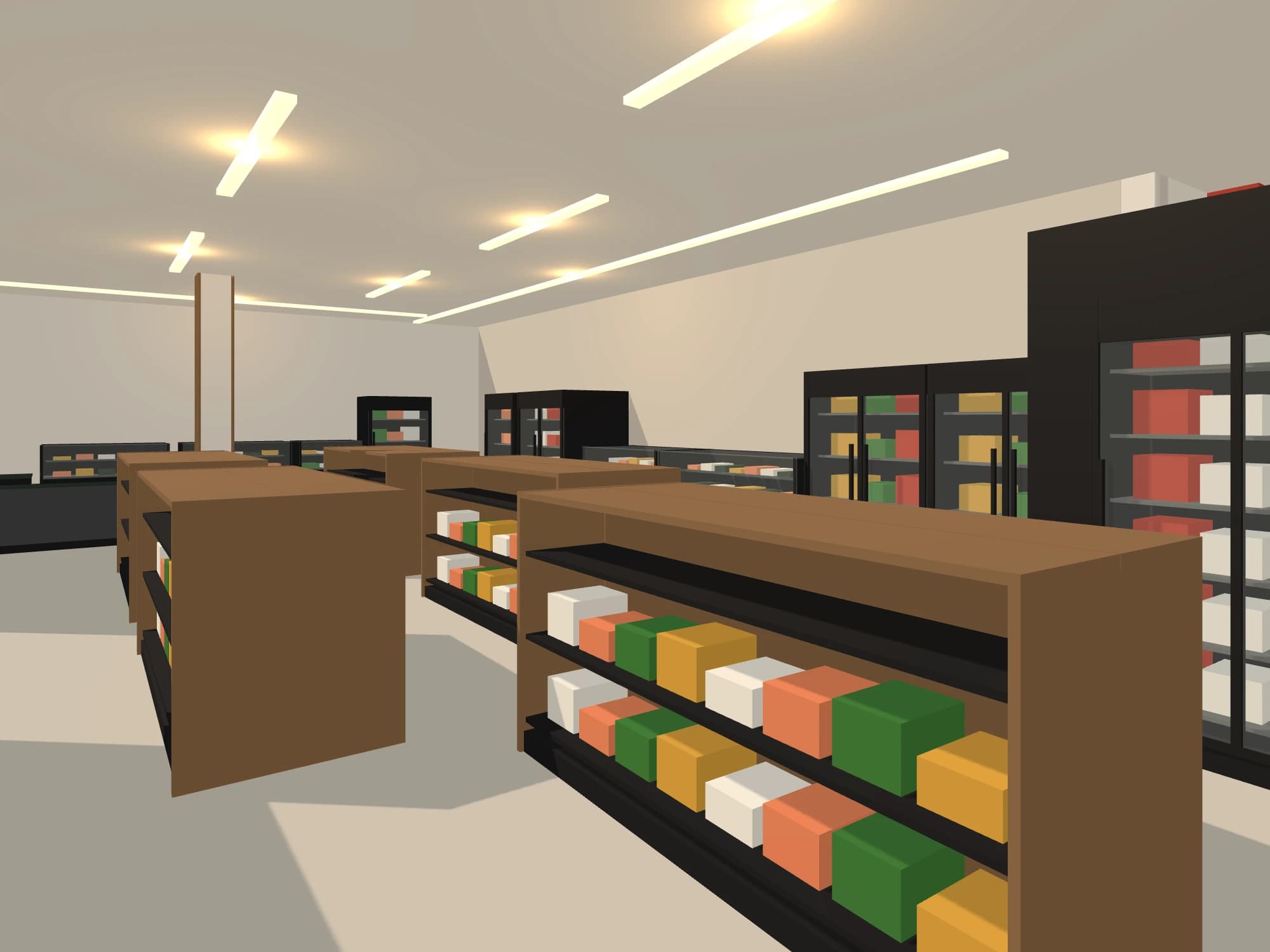 Perspective of the snack bar's 3D model
