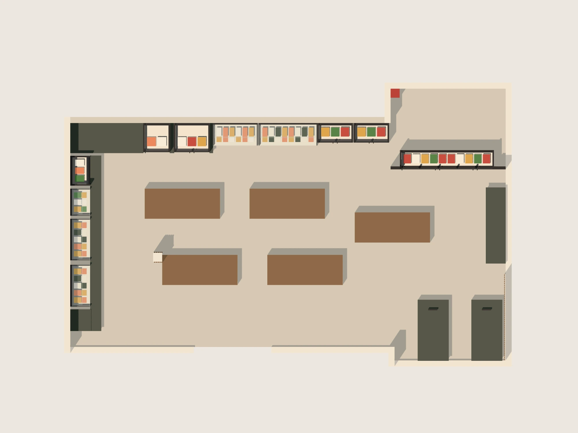 Top view of the snack bar's 3D model